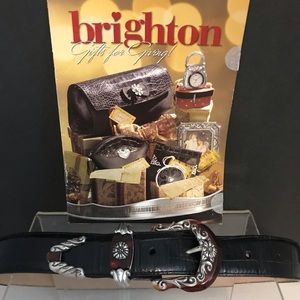 Brighton Black Moc Croc Leather Belt 1996 size M 42703